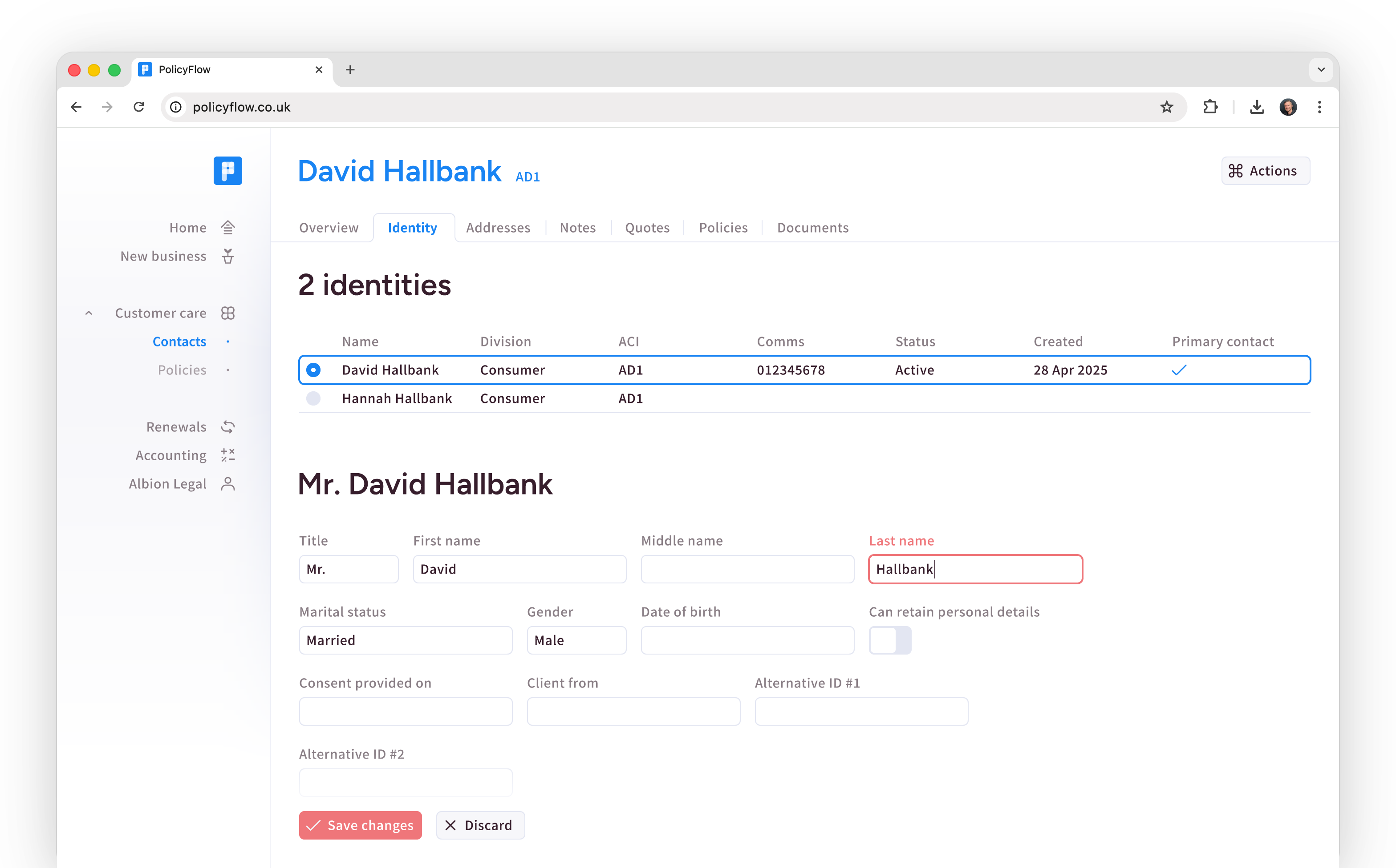 Policy timeline with service events