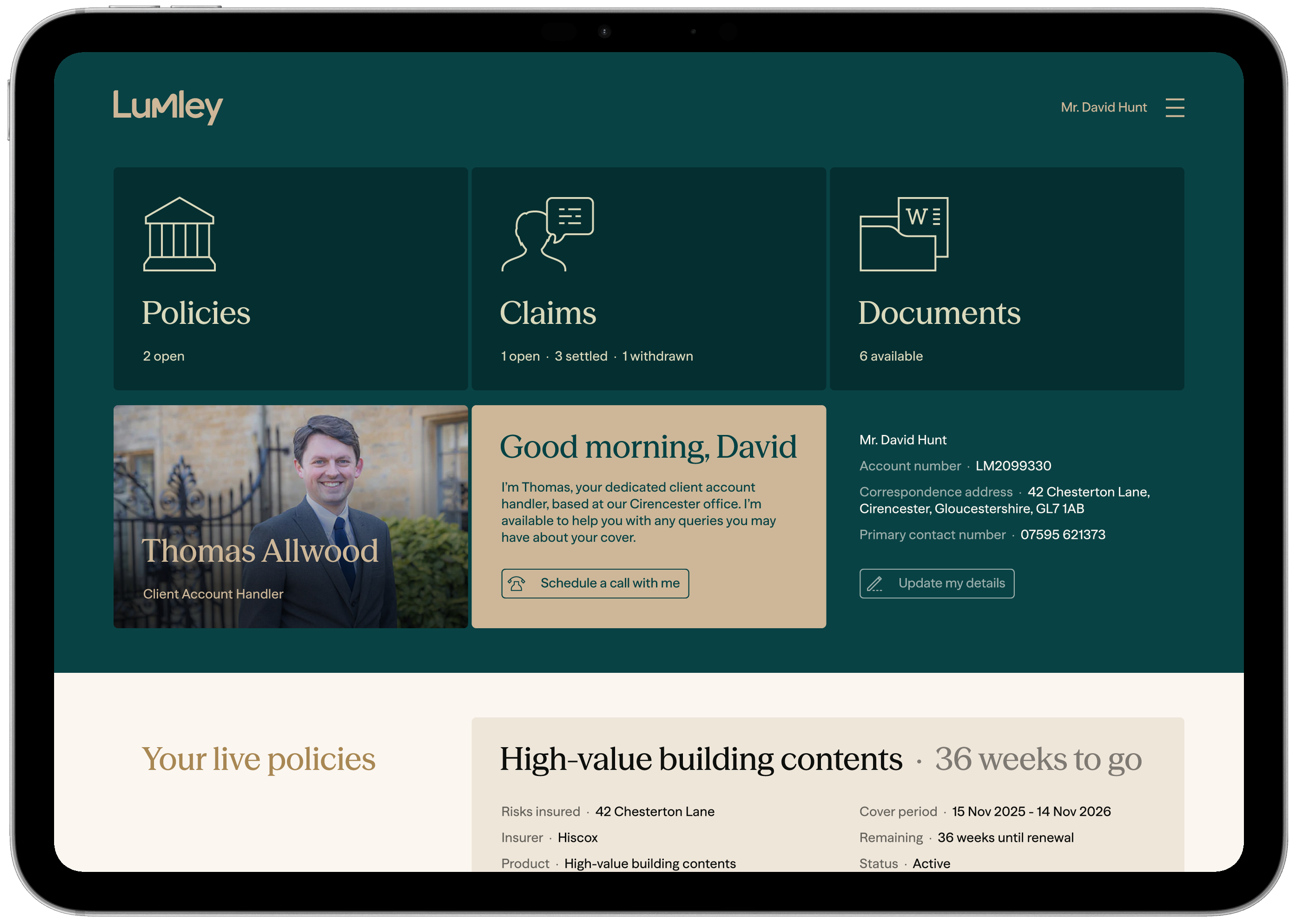 Client portal dashboard