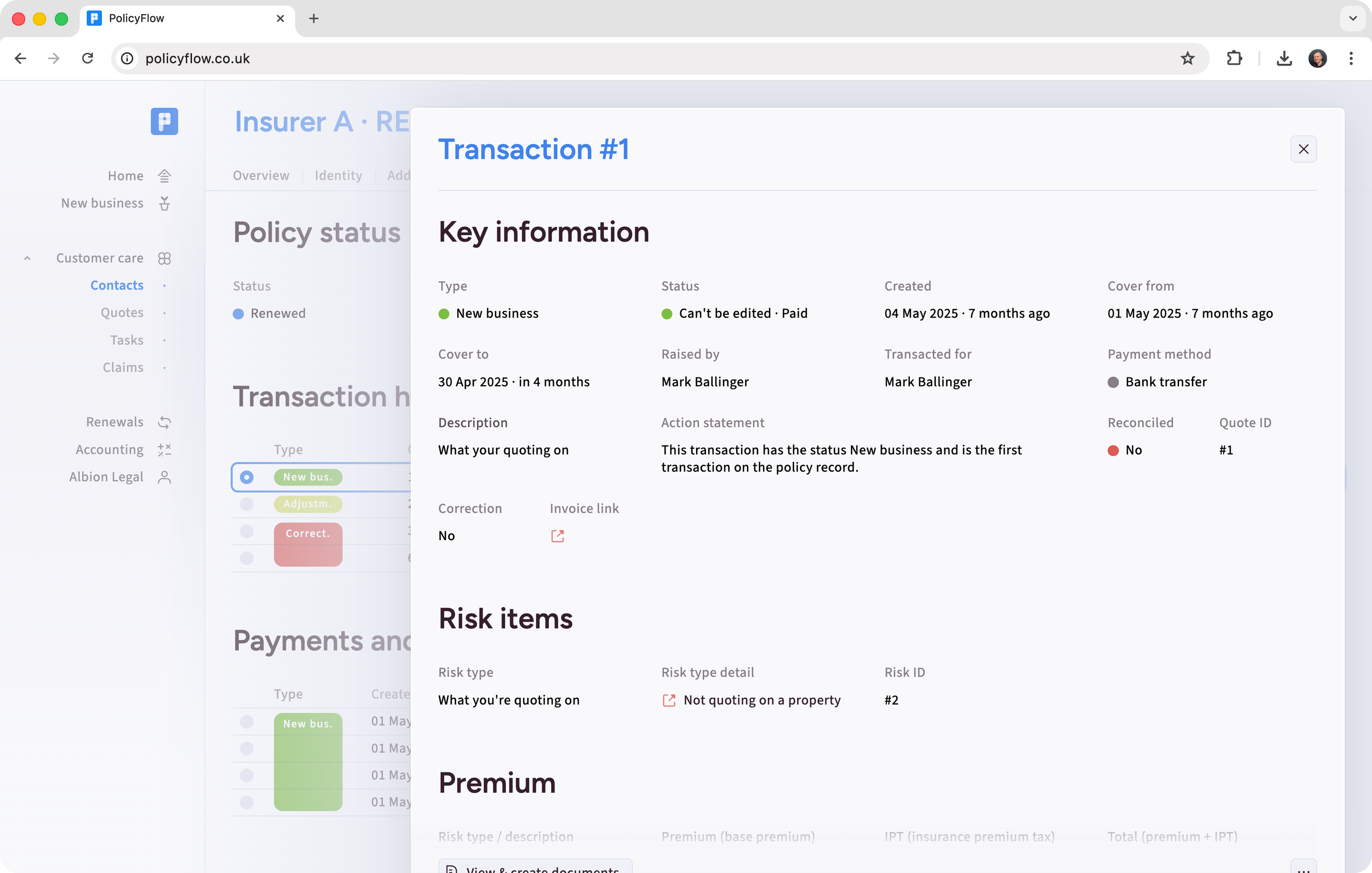 Policy panel screenshot